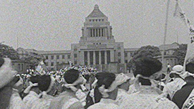 Citizens rally against the Japan-US security treaty.