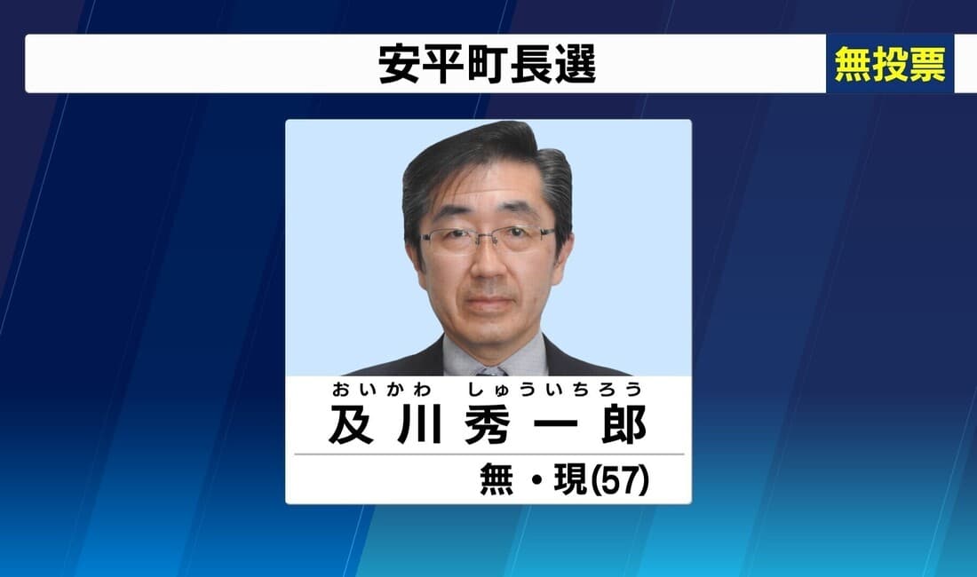 2022年4月 安平町長選挙 現職・及川氏が無投票で再選
