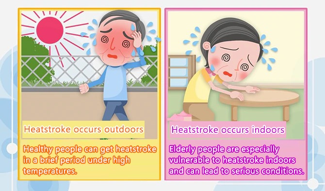 Heatstroke occurs both outdoors and indoors