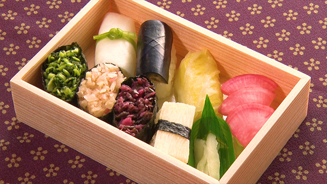 A colorful bento that showcases the different textures and flavors of Kyoto's delicious pickles.