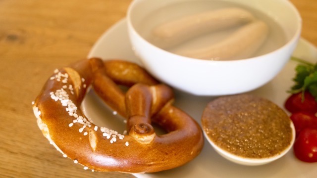 A favorite way to eat pretzels is to open them up and slather them with butter. They're also commonly served with German white sausages and sweet mustard.