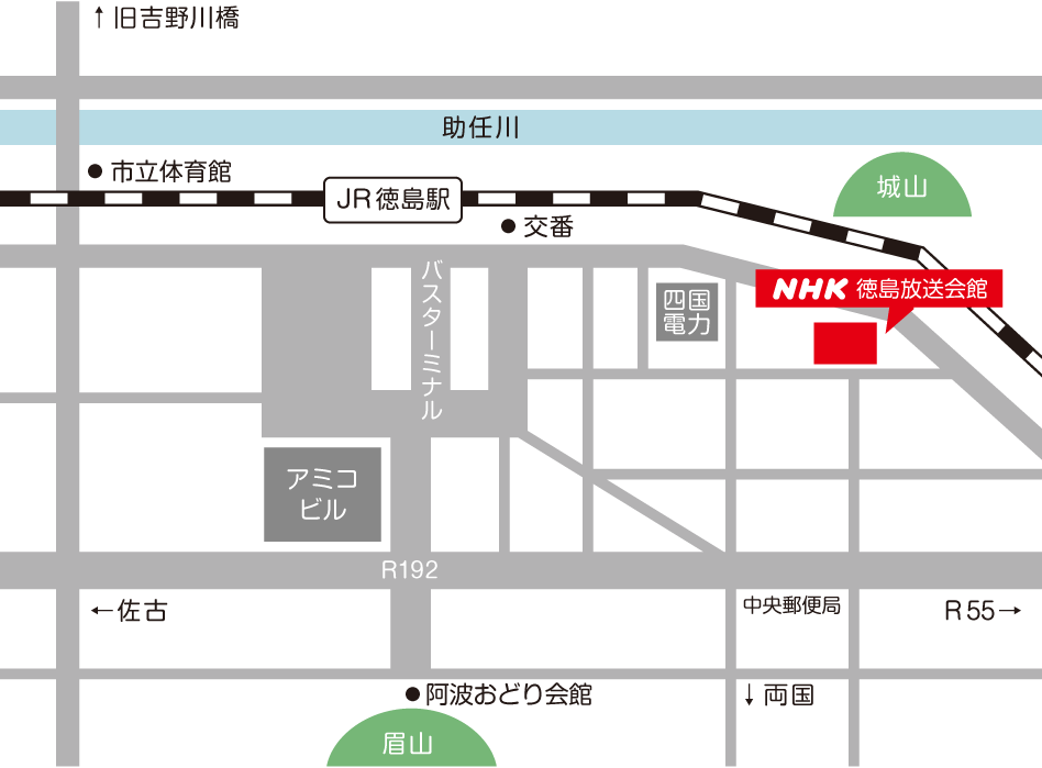 NHK徳島放送局地図