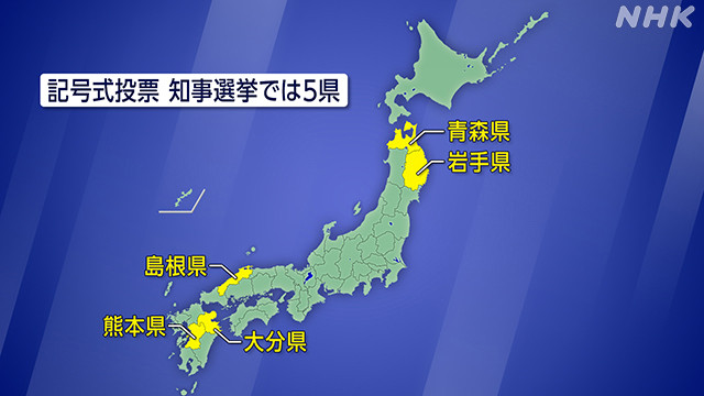 記号式投票　知事選挙では５県