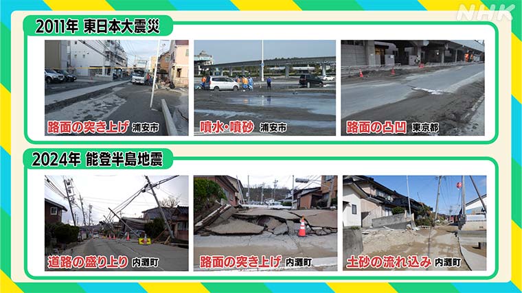 東日本大震災（2011年）と能登半島地震（2024年）の液状化による交通障害の事例
