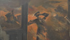 大久保絵画「猛炎に包まれたブリッジ」