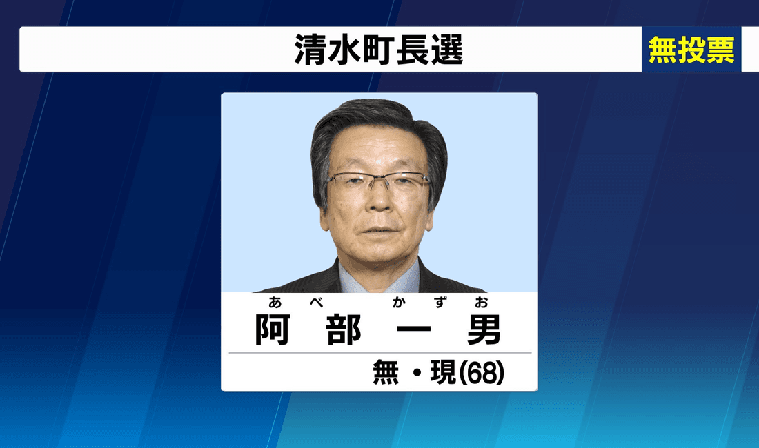 2021年2月 清水町長選挙 現職・阿部氏が無投票で再選