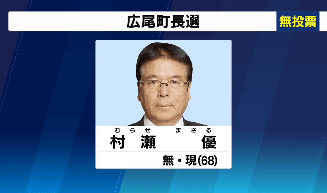 2020年4月 広尾町長選挙 現職・村瀬氏が無投票で4選 選挙は5回連続で無投票
