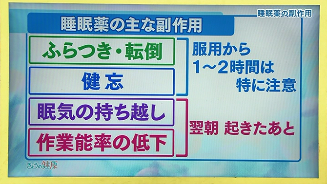 NHK健康チャンネルで確かな医療・健康情報を睡眠薬が効かないのはなぜ？睡眠薬の種類と効果的な使用法について