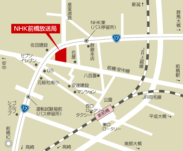 NHK前橋放送局地図