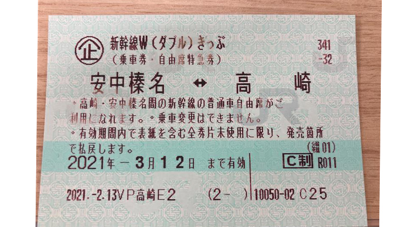 ＪＲ東日本　新幹線Ｗきっぷ
