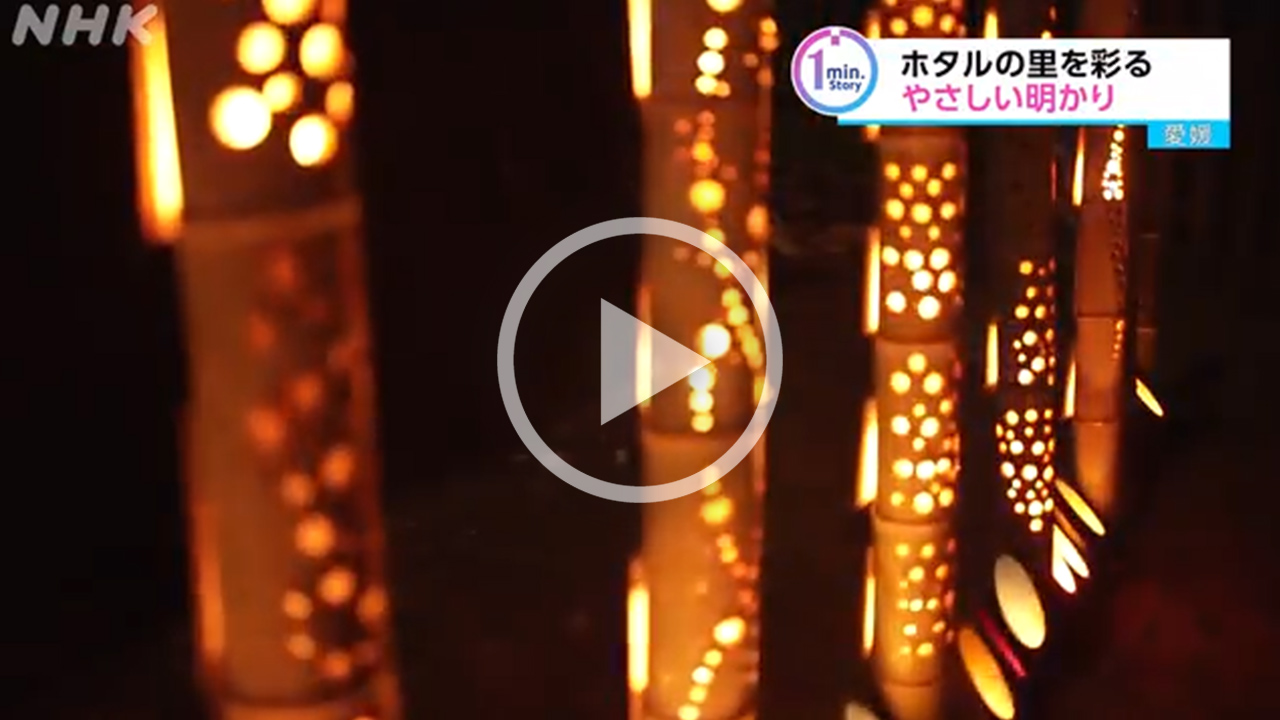 ホタルの里を彩る竹灯籠