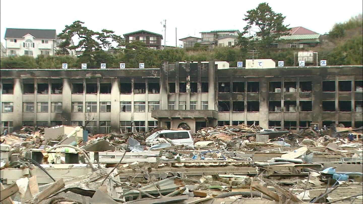 震災直後の門脇小学校