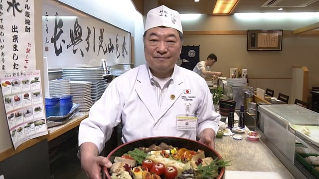 Sekine is the owner of a sushi restaurant in Saitama City. Ten years ago, he came up with the idea of making sushi that used local vegetables instead of fish. Saitama is one of the top producers of vegetables in Japan, and Sekine wants to make his Saitama-style vegetable sushi famous around the world.