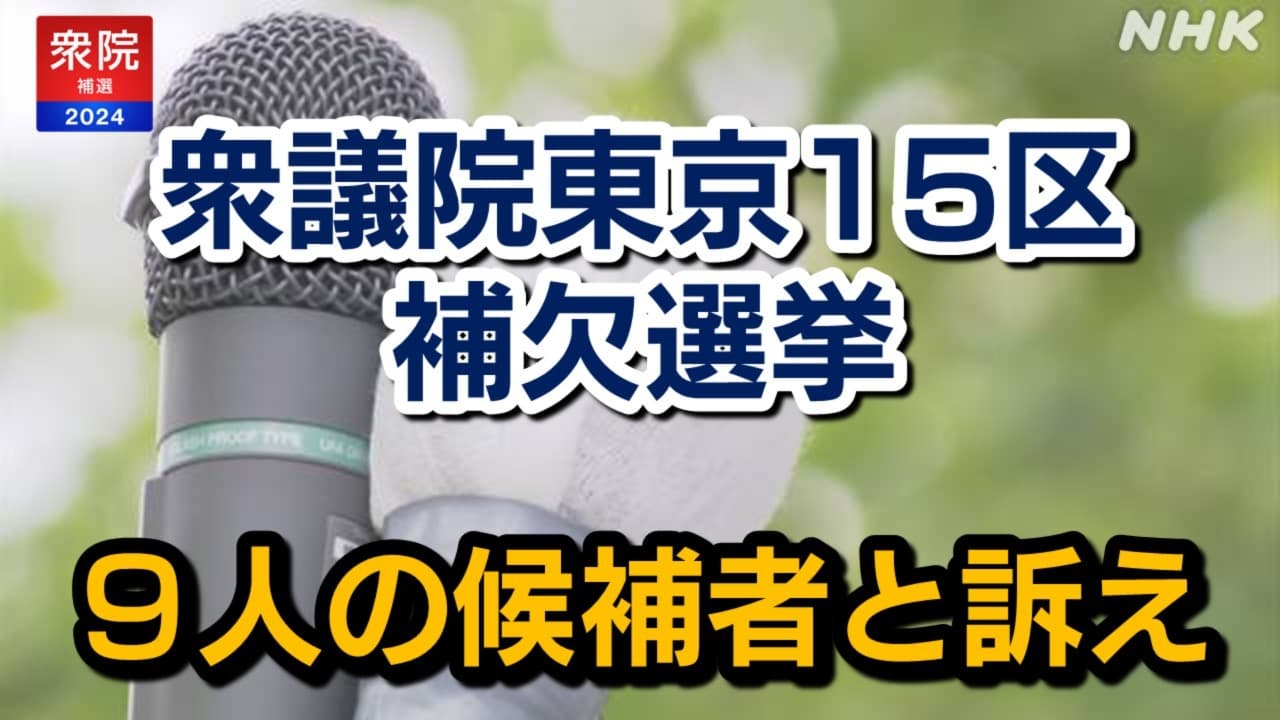 衆議院東京15区補欠選挙2024年 9人の立候補者 選挙戦の訴え 選挙区の江東区では