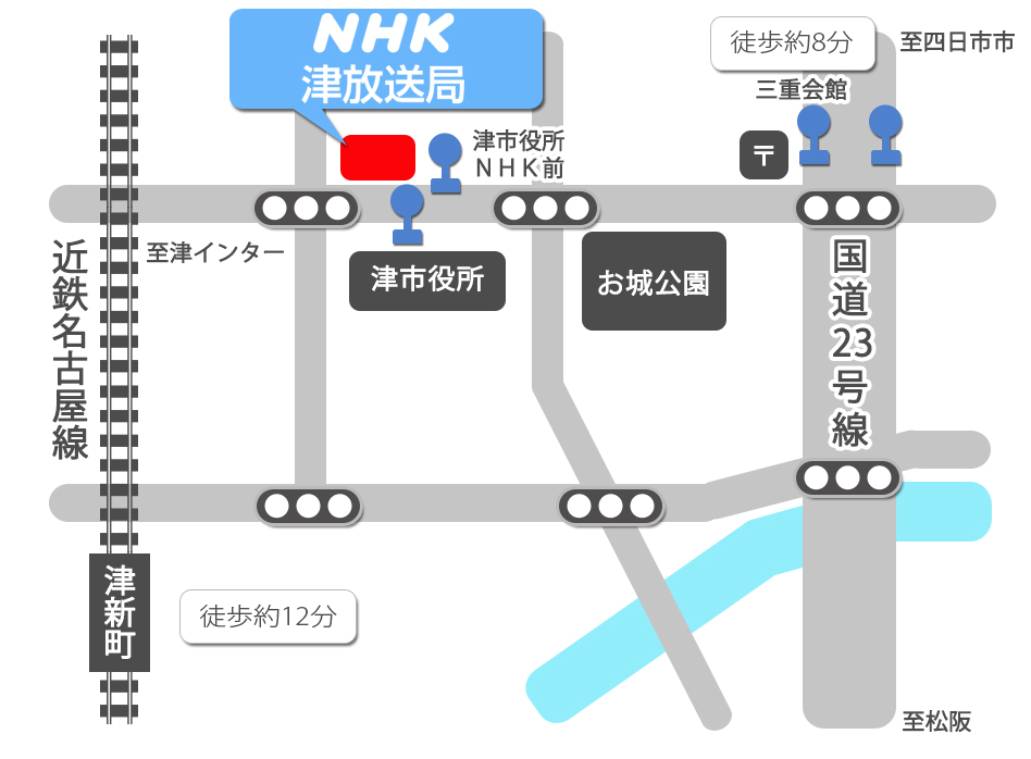 NHK津放送局地図