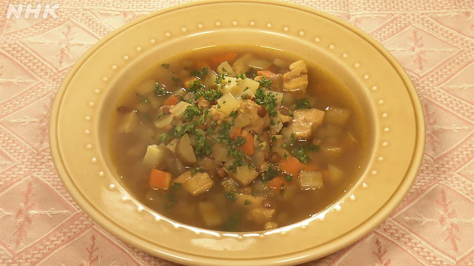 レンズ豆と根菜のカレースープ