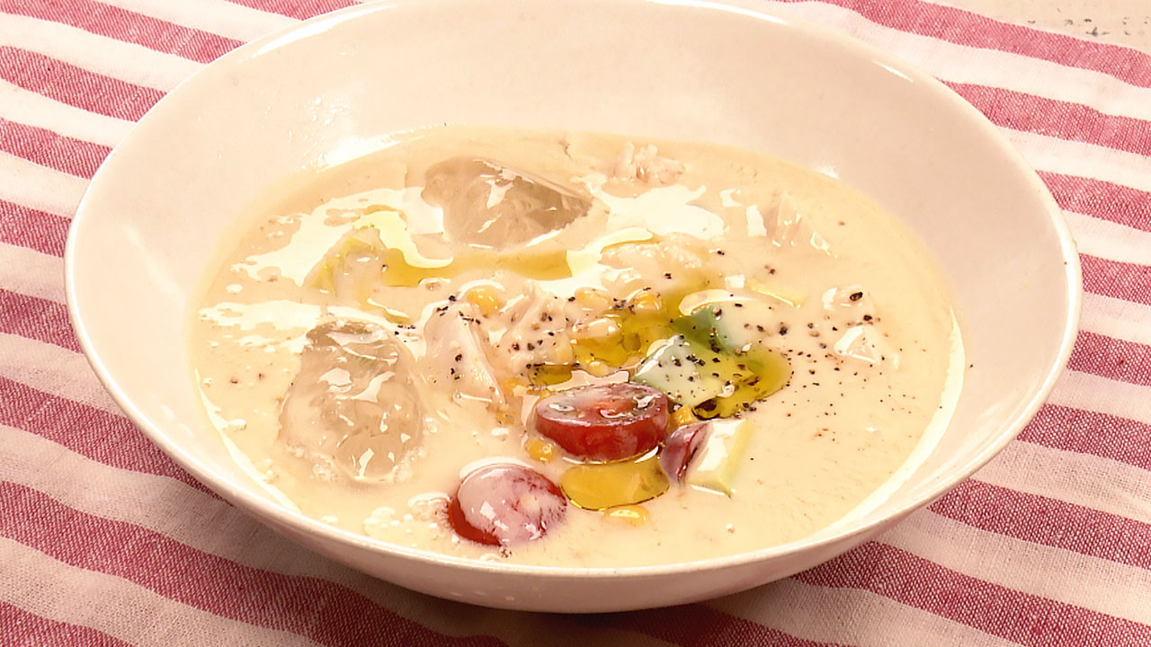 アボカドとポン酢の豆乳冷製スープ